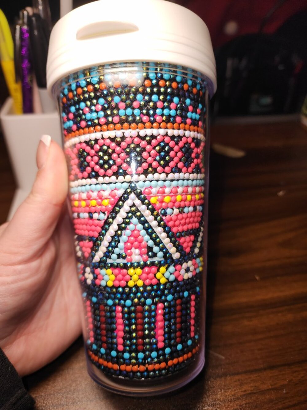 Double Walled 16oz Diamond art Cup